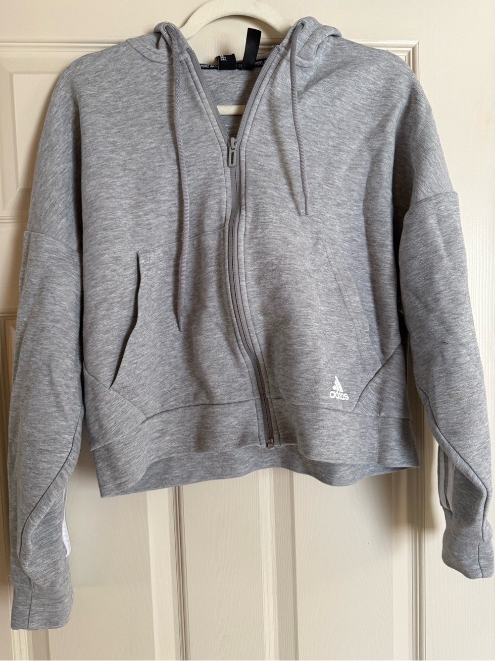 adidas Light Gray Woman’s Full-Zip Hooded Jacket